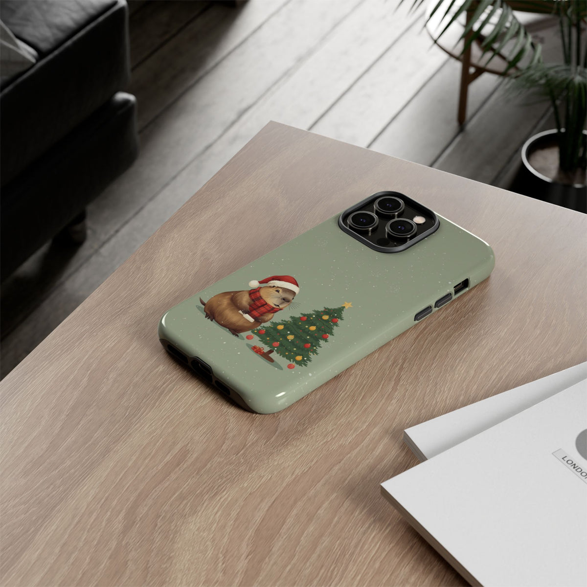 Christmas Phone Case with Capybara Design, Dual Layer Protective Case for Iphone & Samsung