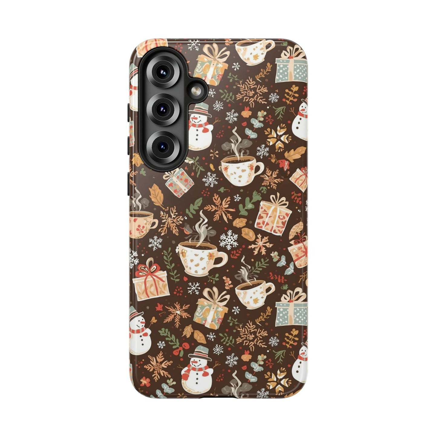 Christmas Phone Case, Winter Holiday Phone Case with Snowmen and Gifts Design for Iphone 17, 16, 15, 14, 13, 12, 11 & Samsung