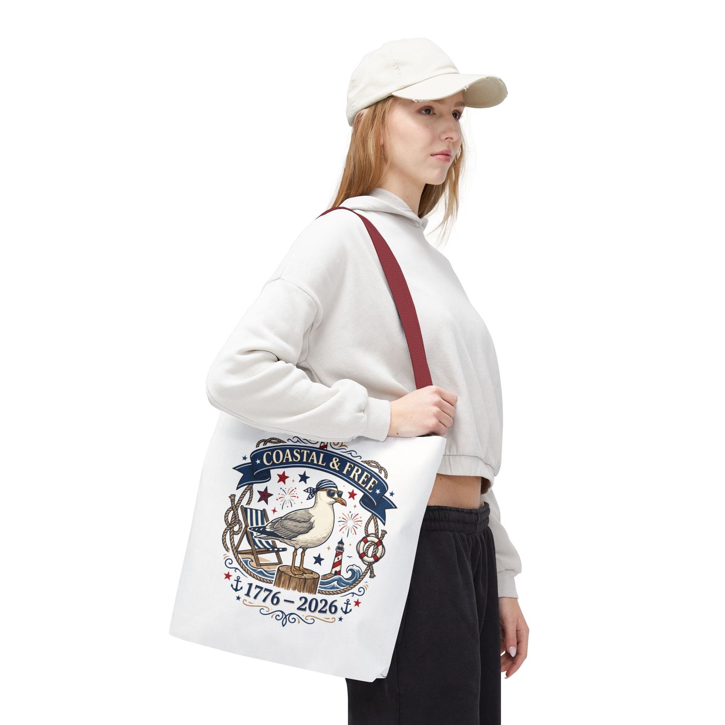 Coastal & Free Seagull Tote Bag — Patriotic 4th of July Beach Tote