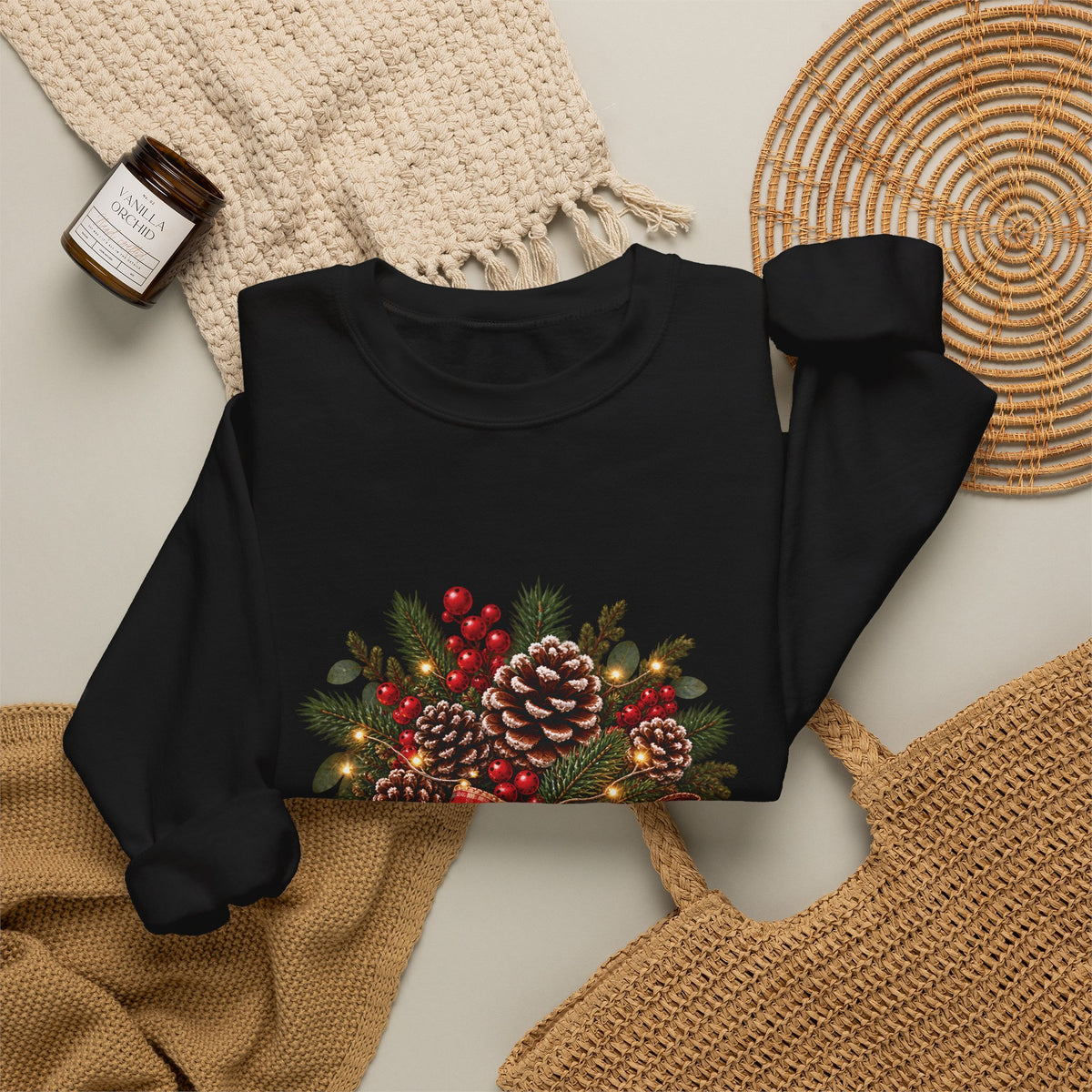 Christmas Pinecone Basket Crewneck Sweatshirt