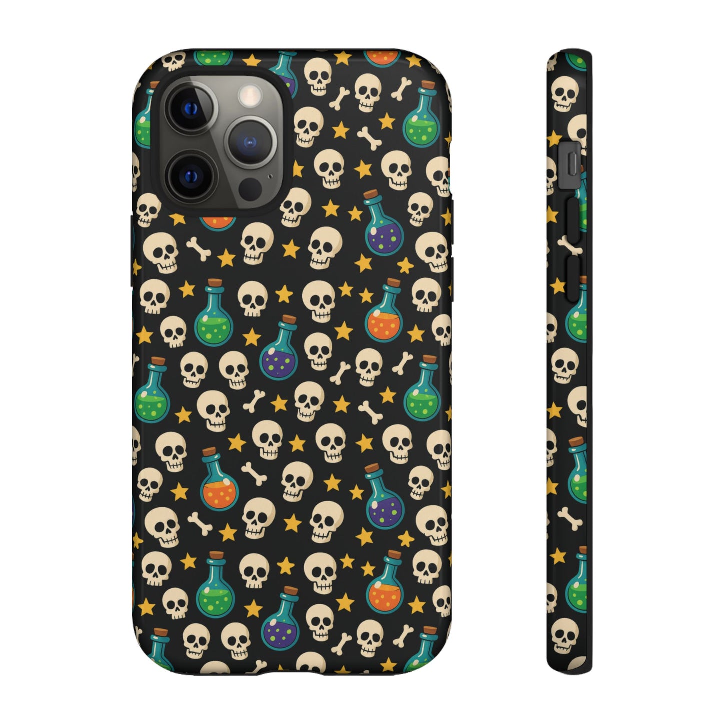 Skull & Potion Phone Case, Trendy Cell Phone Cover, Halloween Gift, Gothic Phone Accessory, Spooky Style Case, Tough Cases