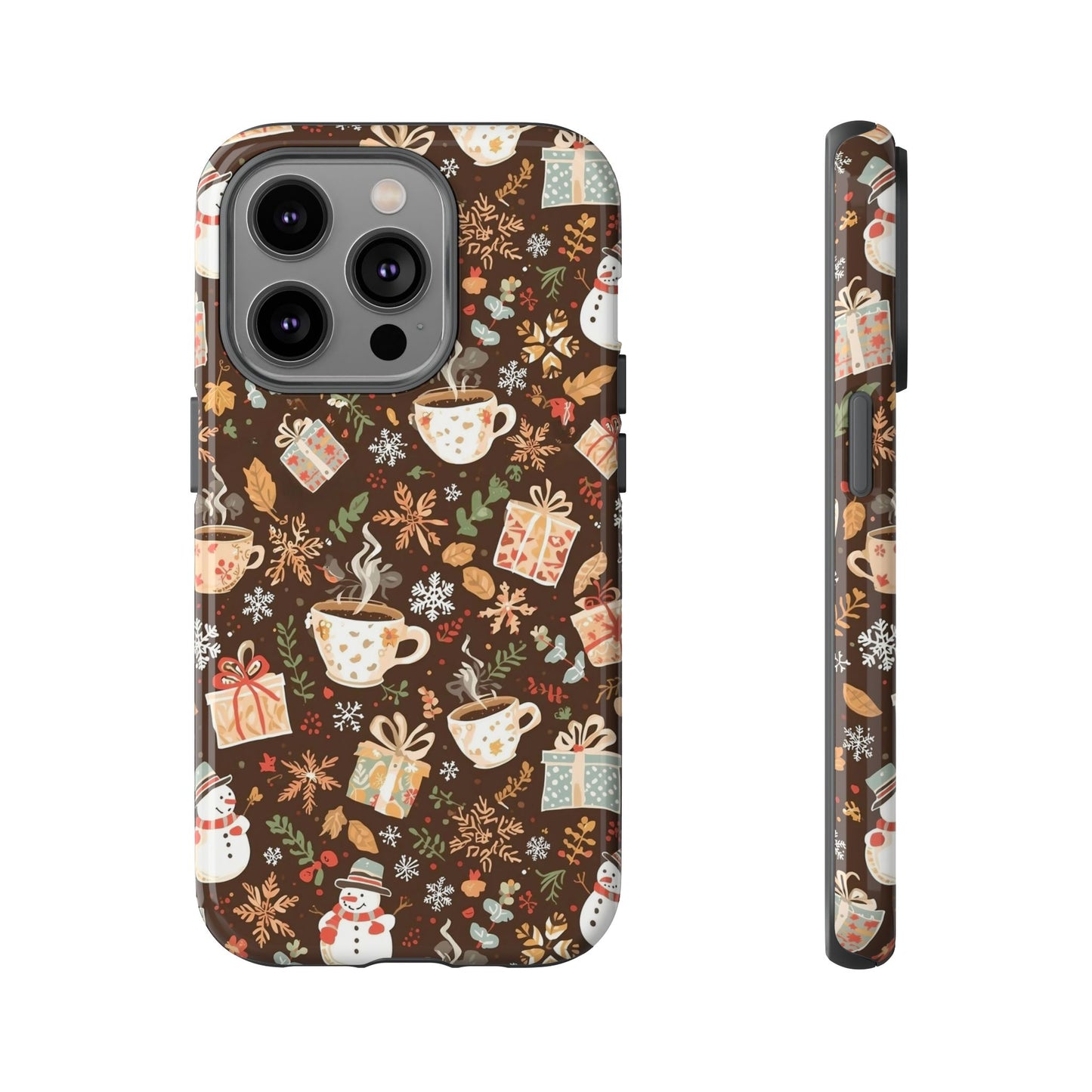 Christmas Phone Case, Winter Holiday Phone Case with Snowmen and Gifts Design for Iphone 17, 16, 15, 14, 13, 12, 11 & Samsung