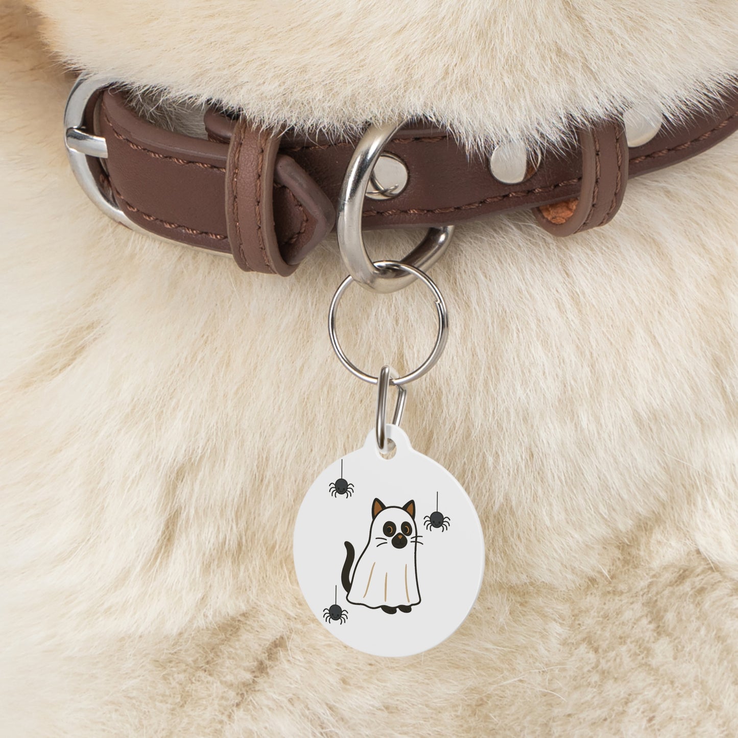 Spooky Cat Pet Tag - Halloween Kitty ID Tag, Cute Pet Accessory