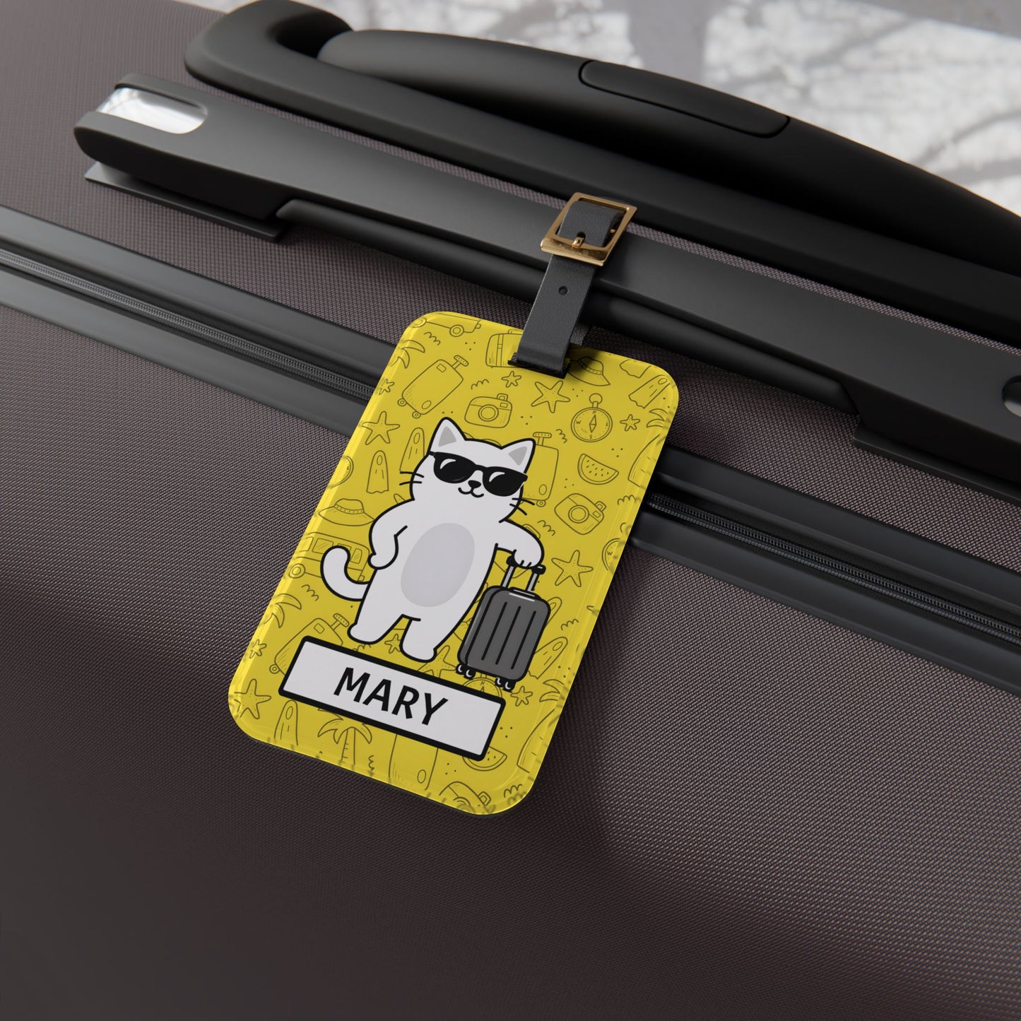 Personalized Cat Traveler Luggage Tag — Custom Name Travel Tag