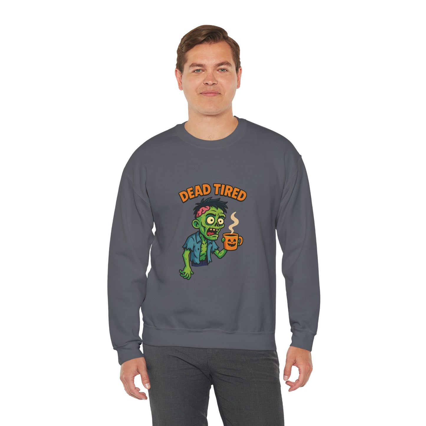 Dead Tired Zombie Sweatshirt, Funny Halloween Crewneck, Spooky Season Apparel