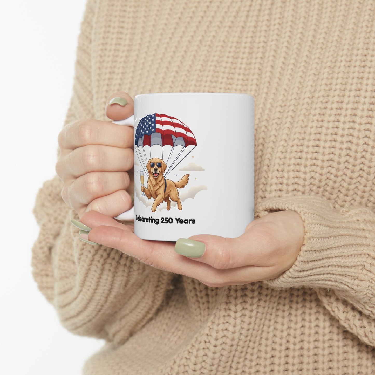 Patriotic Golden Retriever Ceramic Mug