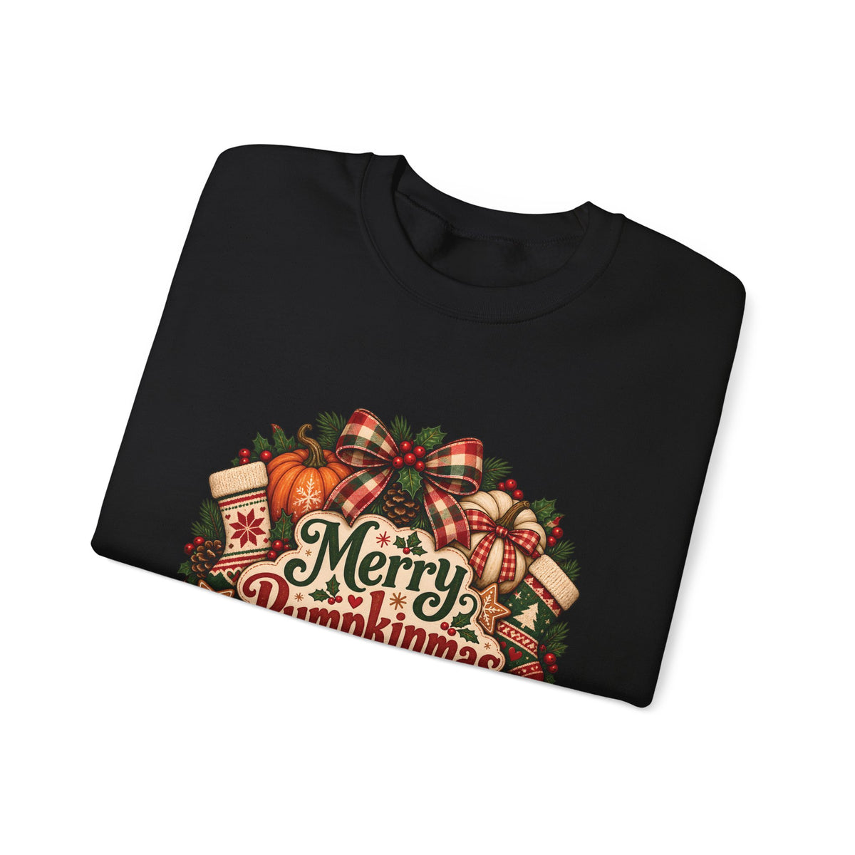 Merry Pumpkinmas Sweatshirt — Holiday Pumpkin Wreath Crewneck