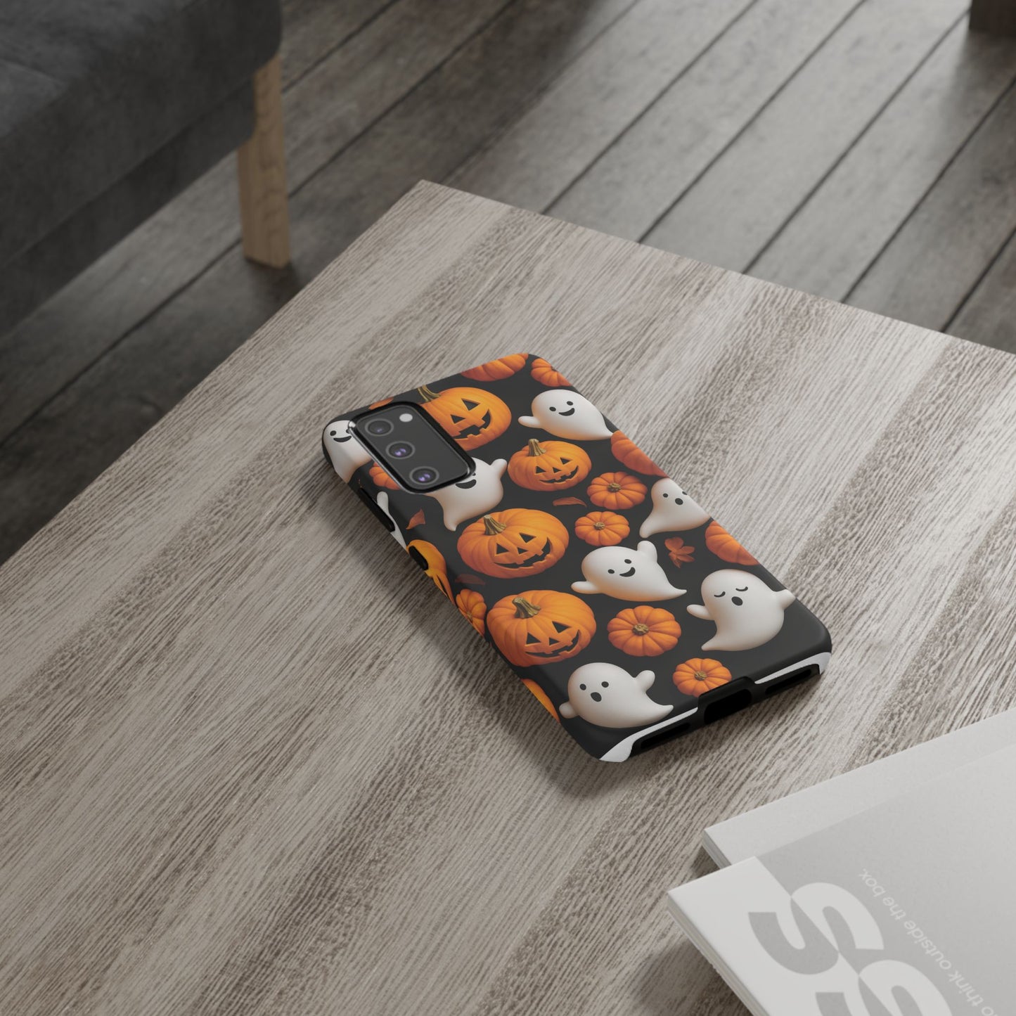 Halloween Phone Case, Spooky Ghosts and Pumpkins Design