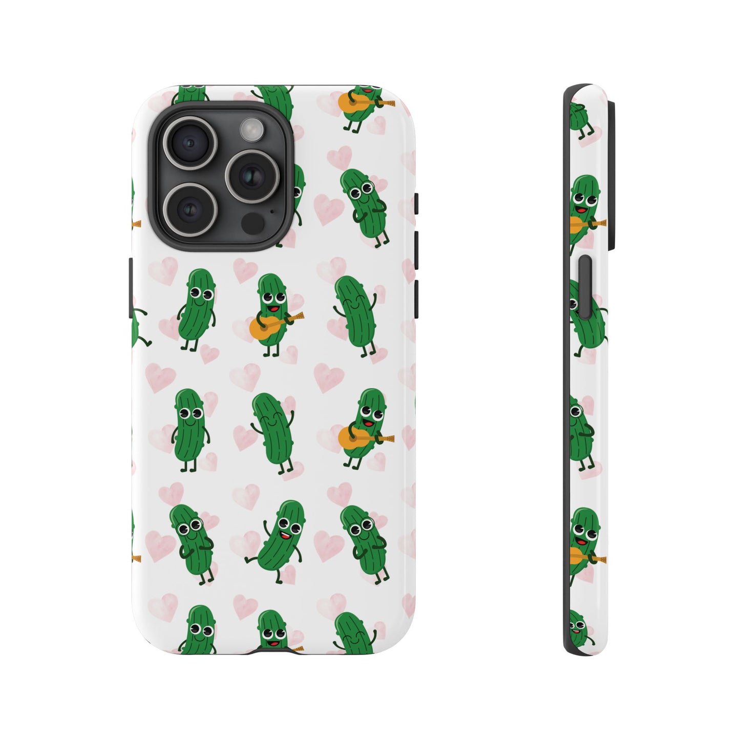 Pickle Pattern Phone Case — Cute Dancing Pickles with Hearts