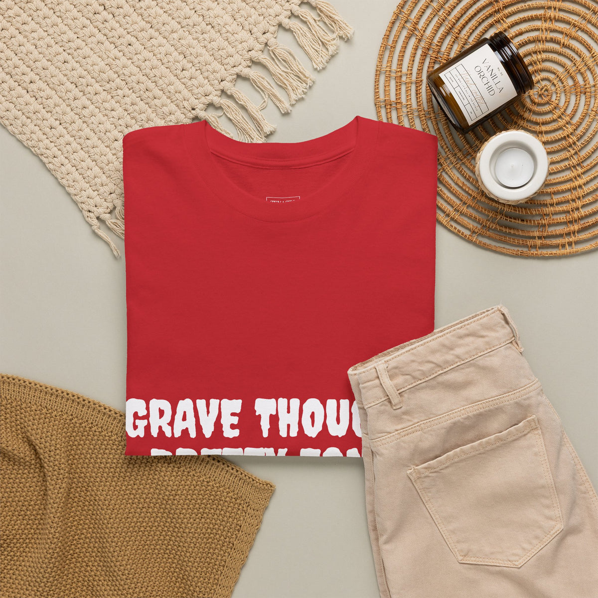 Grave Thoughts Pretty Fonts Tee | Unisex Heavy Cotton T-Shirt for Spooky Season