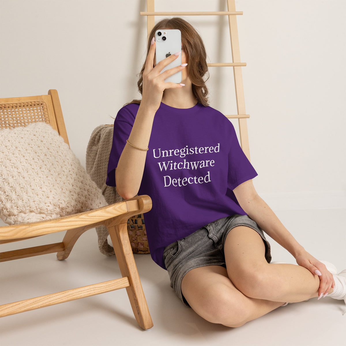 Unisex Heavy Cotton Tee - Unregistered Witchware Detected, Witchy Apparel, Halloween Tee