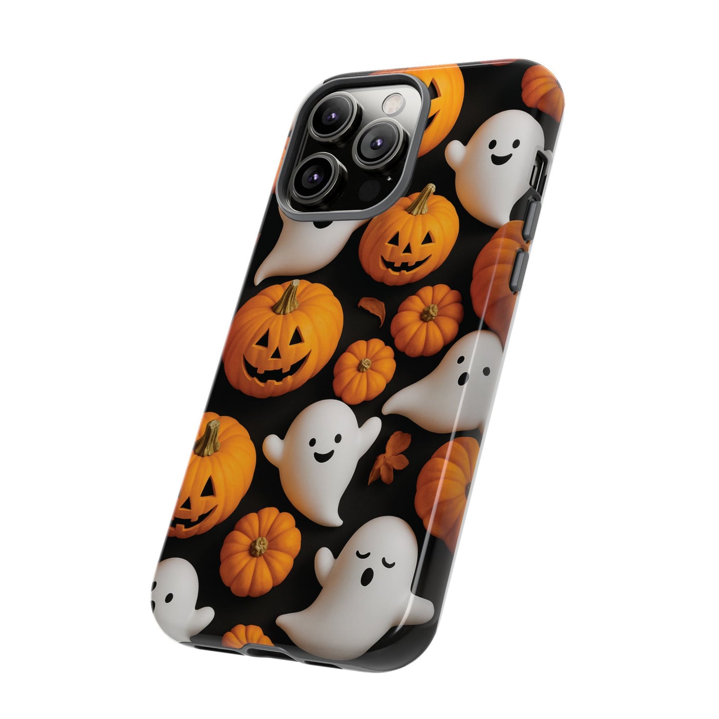 Halloween Phone Case, Spooky Ghosts and Pumpkins Design