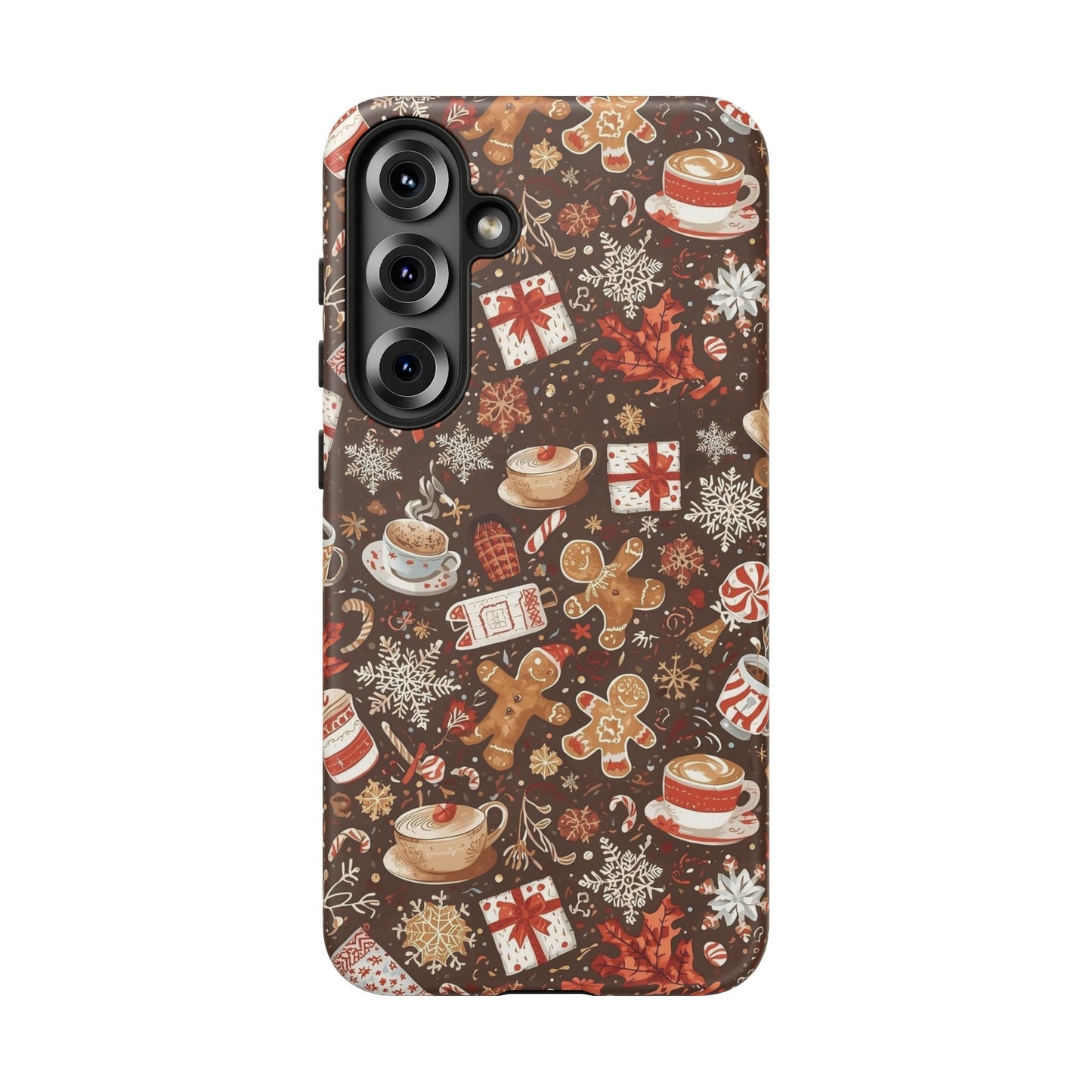 Christmas Phone Case, Festive Holiday Phone Case with Gingerbread and Cocoa Design for Iphone 17, 16, 15, 14, 13, 12, 11 & Samsung