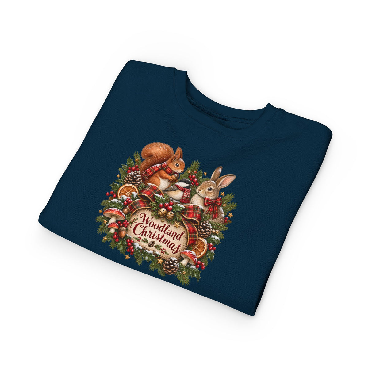 Woodland Christmas Toddler Sweatshirt — Cute Squirrel & Bunny Holiday Pullover