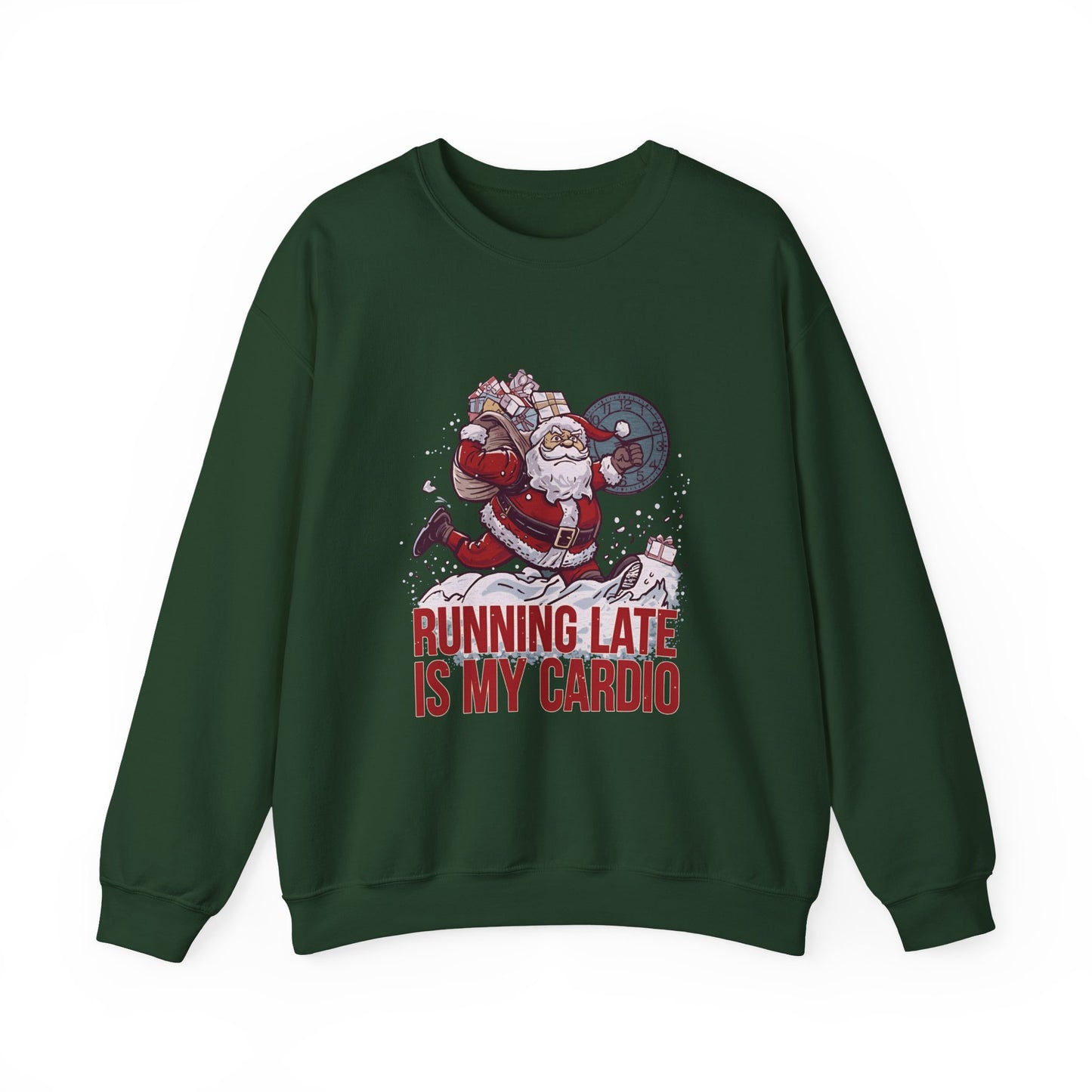 Santa Cardio Sweatshirt - Holiday Funny Gift, Christmas Apparel, Unisex Crewneck, Santa Workout