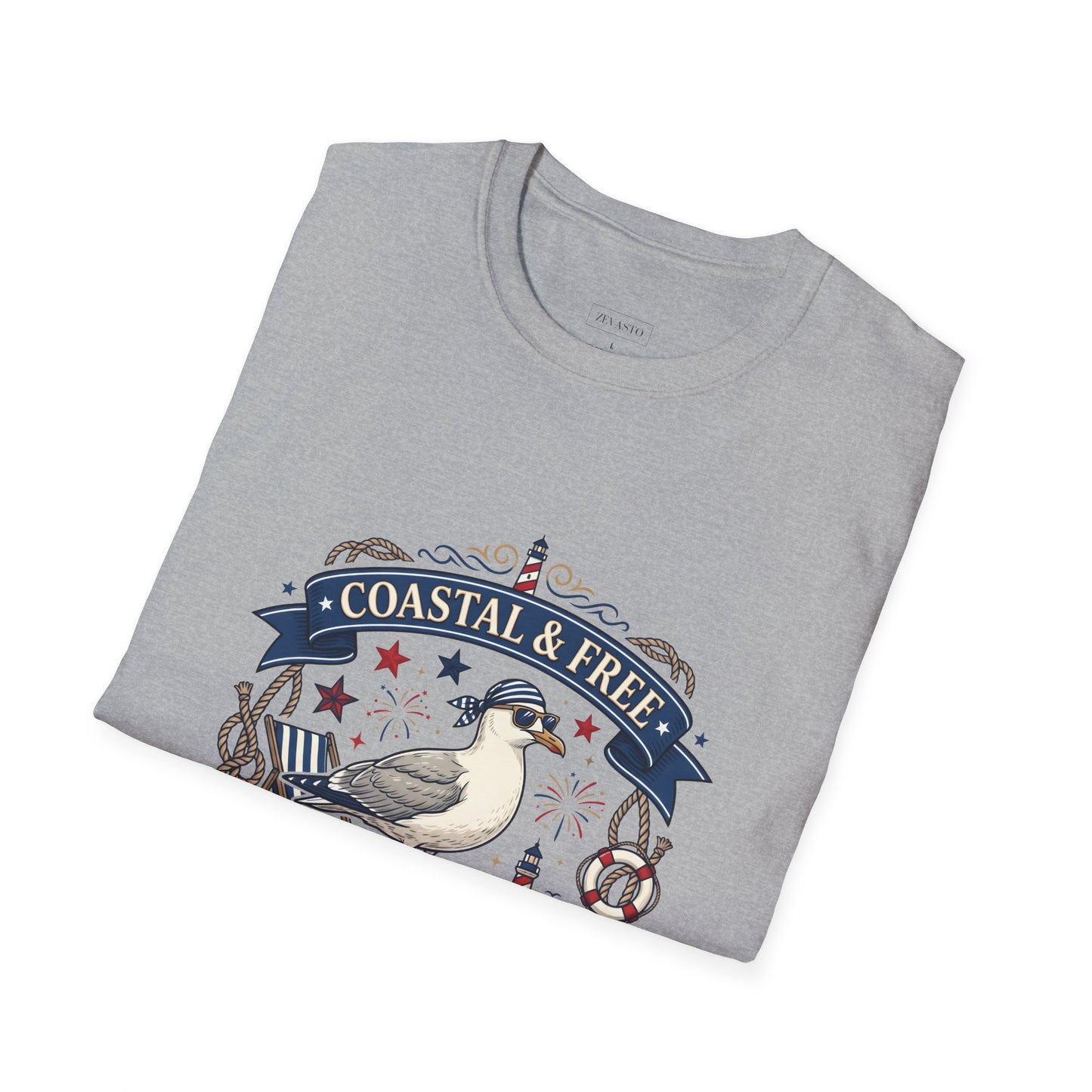 Coastal & Free Seagull T-Shirt — Patriotic 4th of July Tee