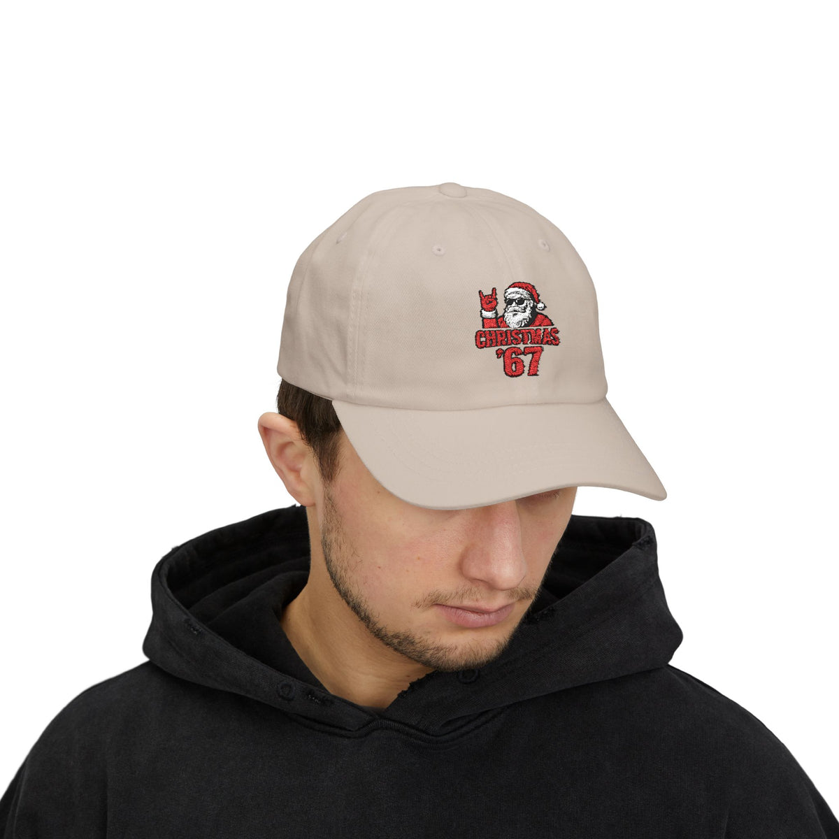 Christmas Cap — Retro Santa 'Christmas '67' Embroidered Holiday Hat