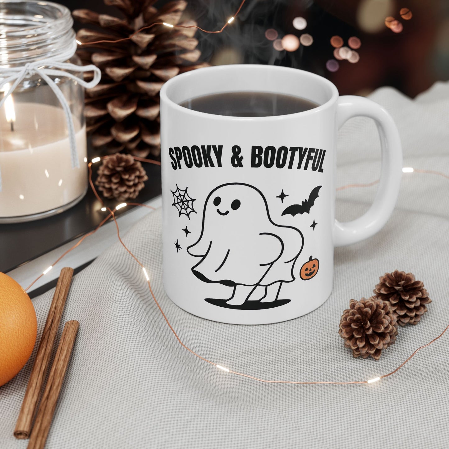 Spooky Ghost Ceramic Mug, Halloween Coffee Cup, Cute Ghost Decor, Fall Drinkware, Gift for Halloween Lovers