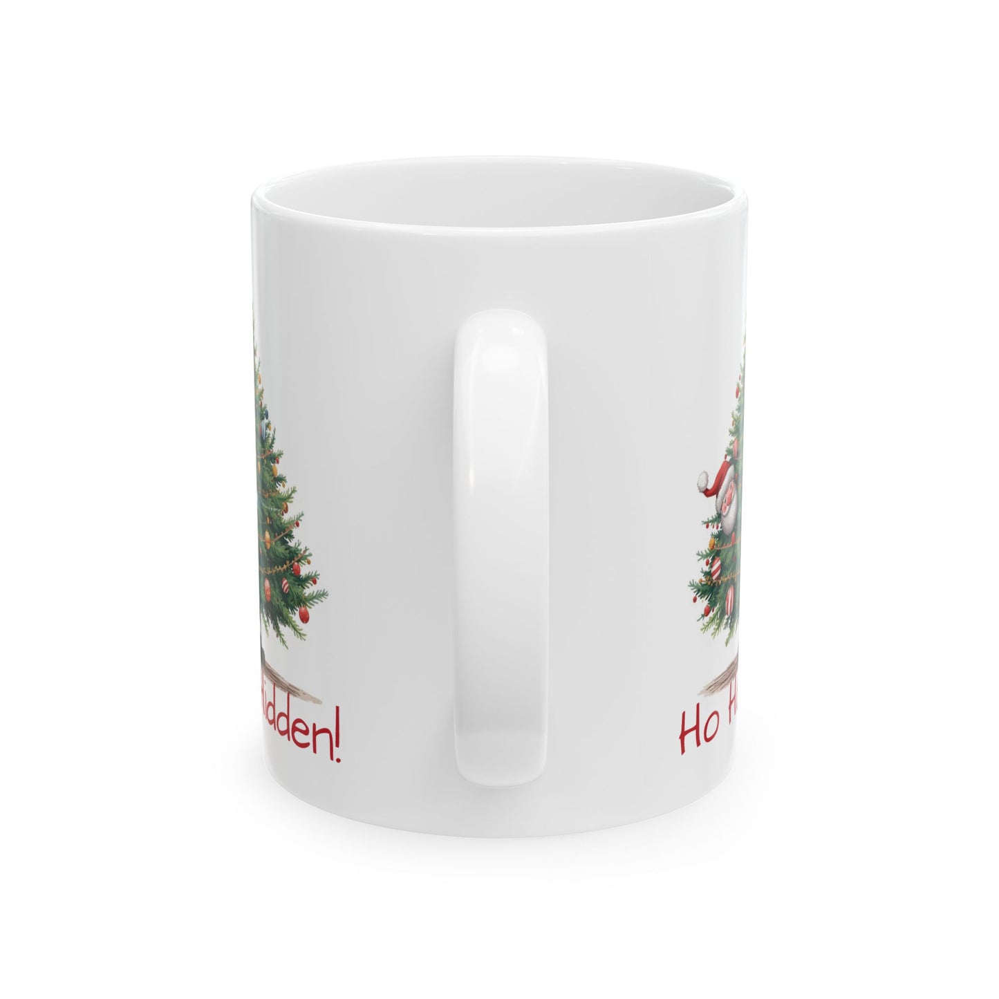Christmas Tree Ceramic Mug - "Ho Ho Hidden!" Holiday Coffee Cup
