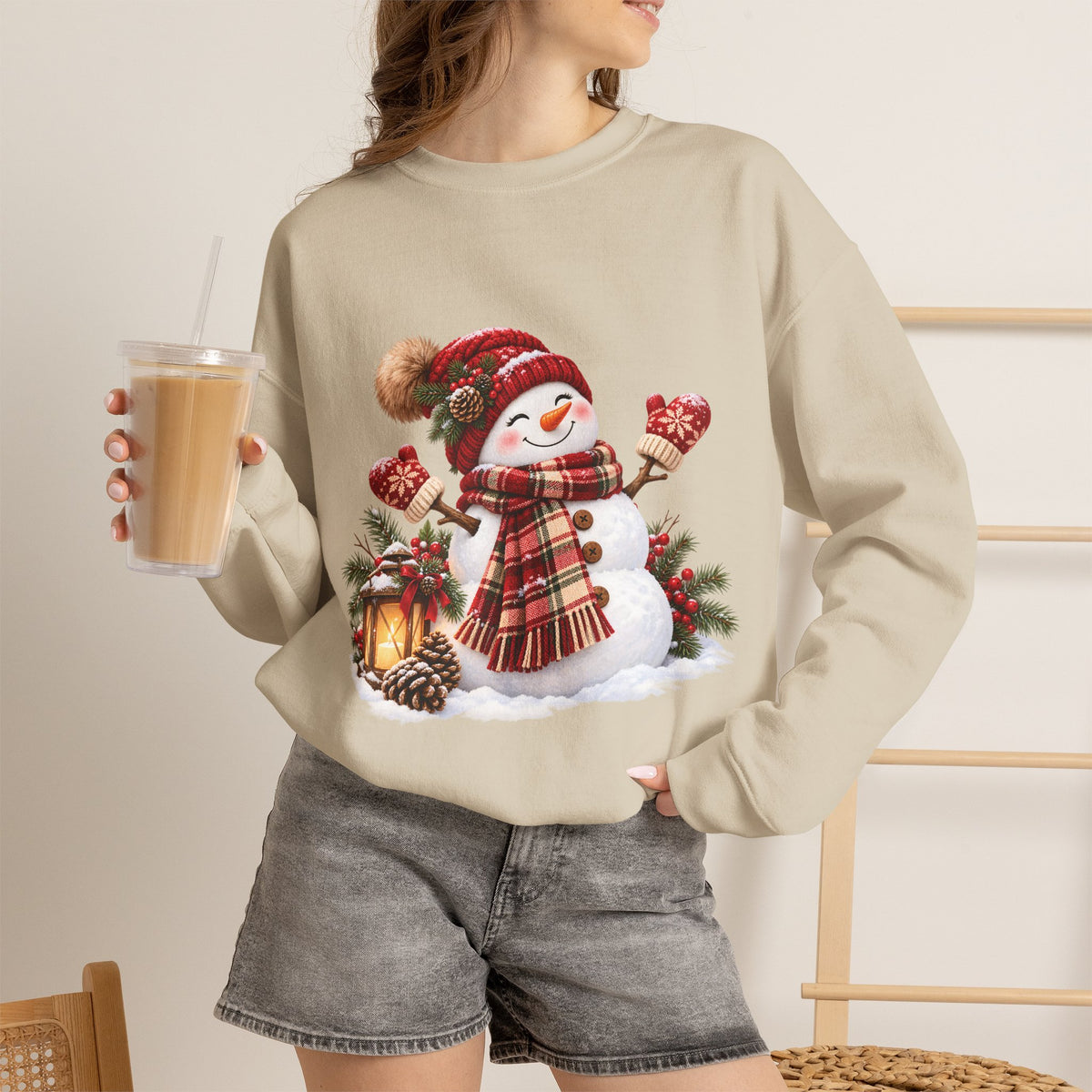Snowman Holiday Sweatshirt - Cozy Christmas Unisex Sweatshirt