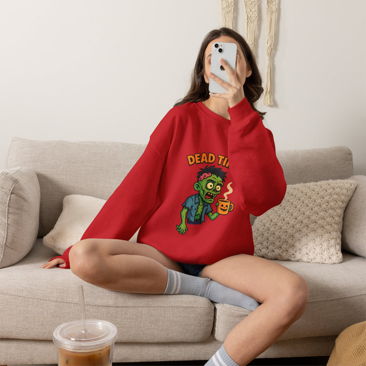 Dead Tired Zombie Sweatshirt, Funny Halloween Crewneck, Spooky Season Apparel