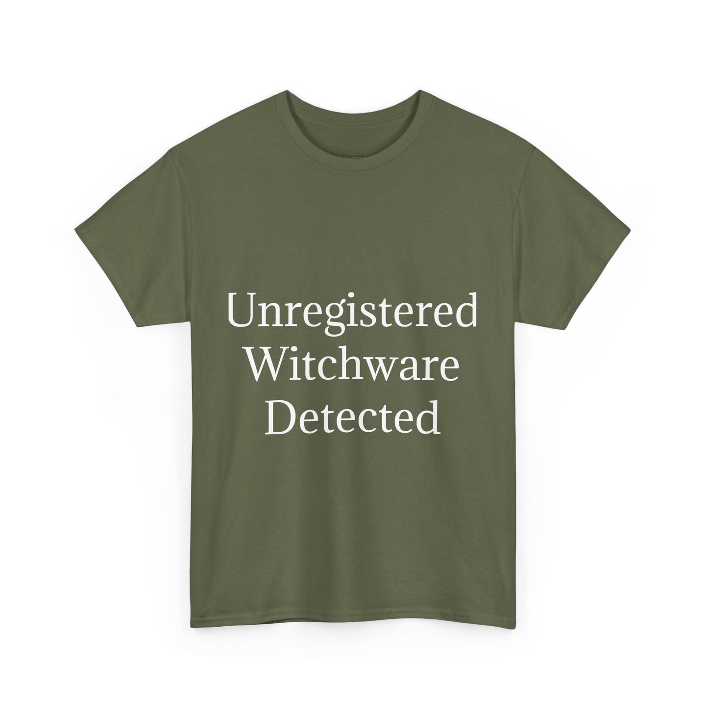 Unisex Heavy Cotton Tee - Unregistered Witchware Detected, Witchy Apparel, Halloween Tee