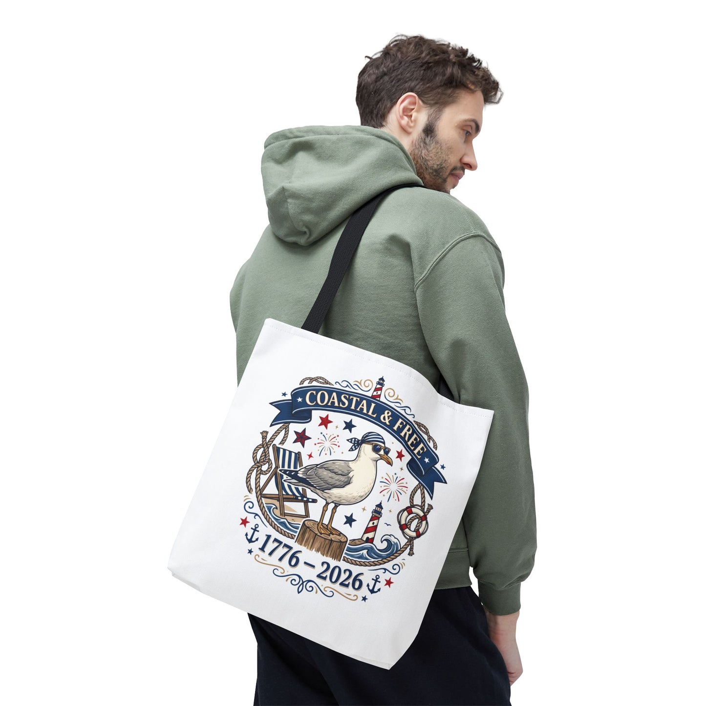 Coastal & Free Seagull Tote Bag — Patriotic 4th of July Beach Tote