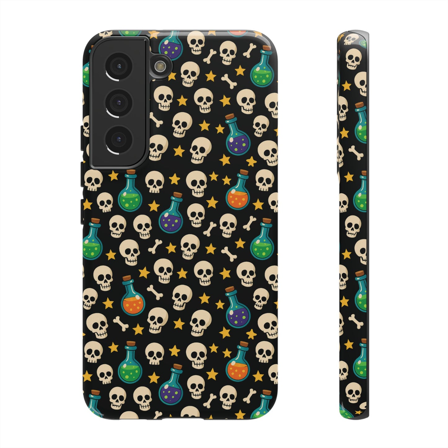 Skull & Potion Phone Case, Trendy Cell Phone Cover, Halloween Gift, Gothic Phone Accessory, Spooky Style Case, Tough Cases