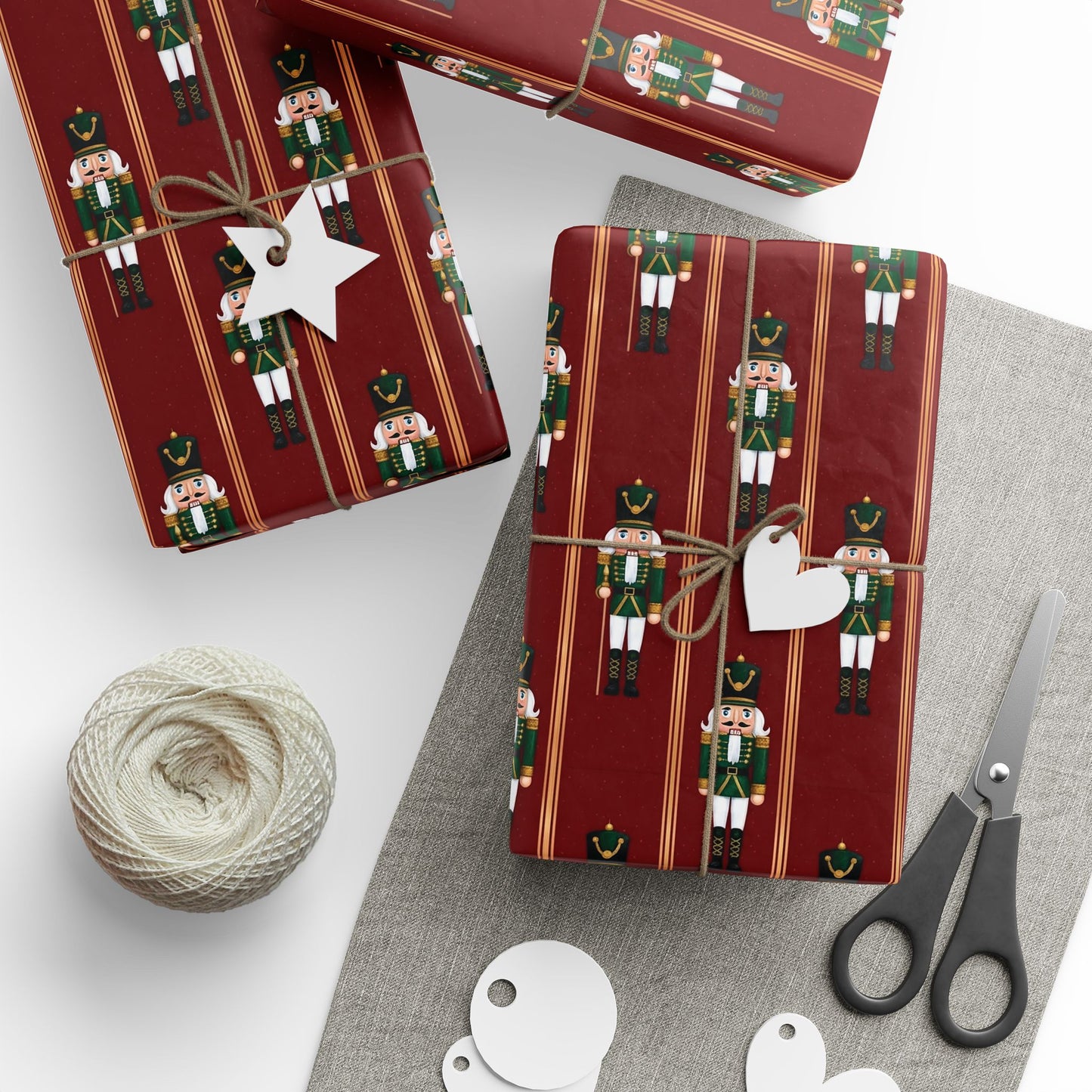 Vintage Christmas Gift Wrapping Paper, Nutcracker Themed Wrapping Paper for Holiday Gifts