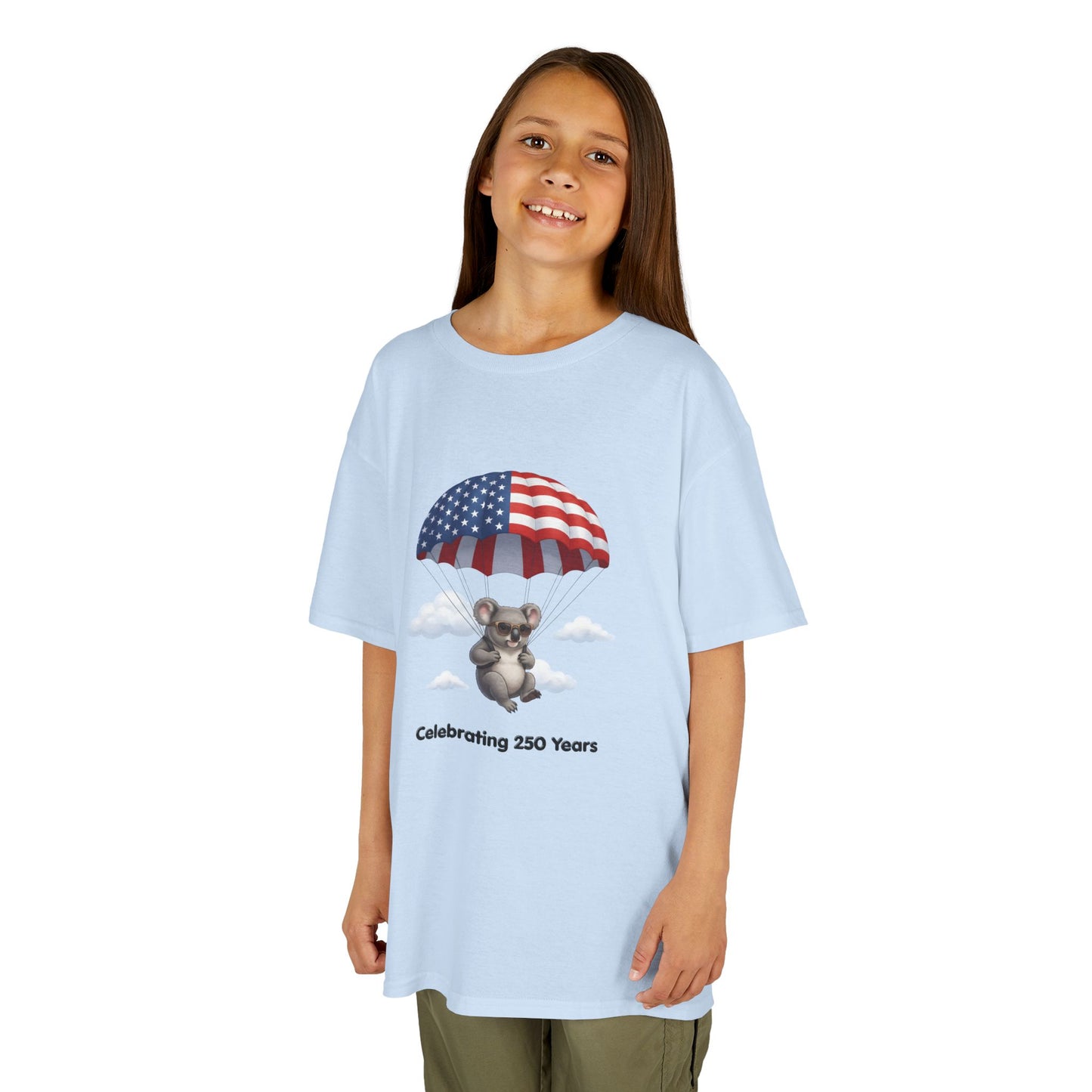 Kids Tee — Patriotic Koala Design, "Celebrating 250 Years"
