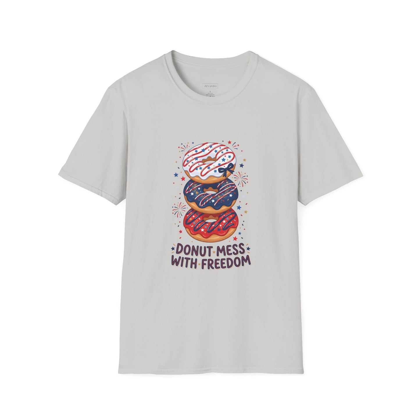 Donut Mess With Freedom T-Shirt — Patriotic Donut Stack 4th of July Tee