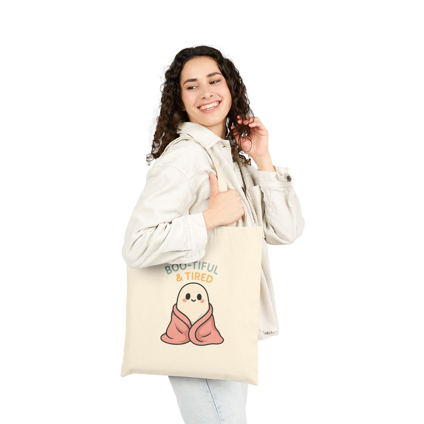 Boo-tiful & Tired Halloween-Themed Tote Bag, Funny Canvas Bag