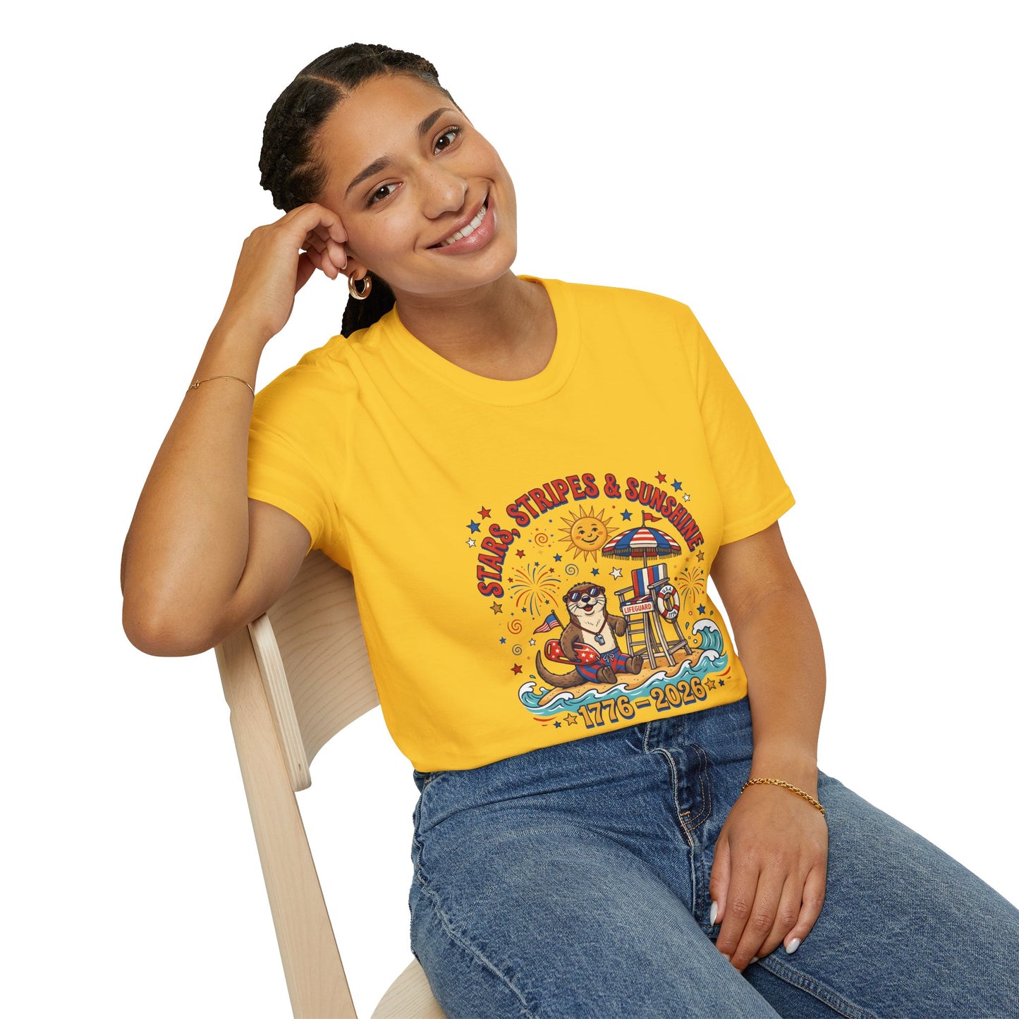 Stars, Stripes & Sunshine T-Shirt — Patriotic 1776–2026 Summer Tee, 4th of July Shirt