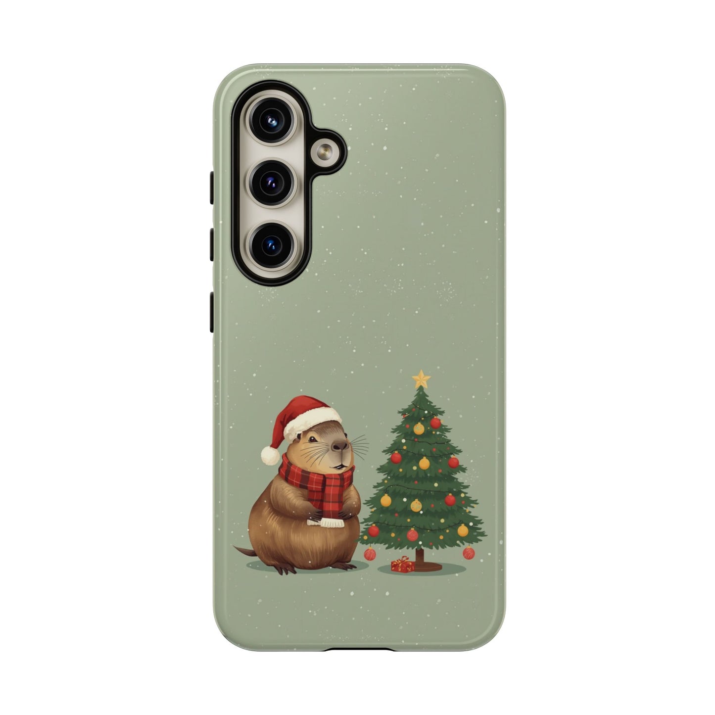 Christmas Phone Case with Capybara Design, Dual Layer Protective Case for Iphone 17, 16, 15, 14, 13 & Samsung