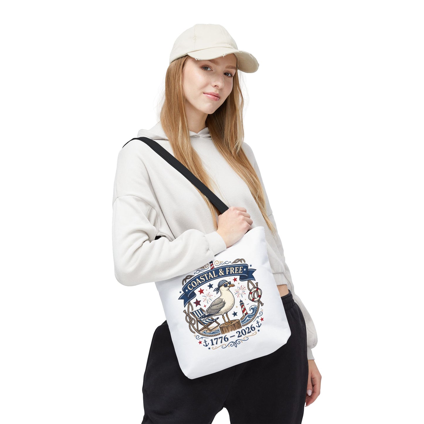 Coastal & Free Seagull Tote Bag — Patriotic 4th of July Beach Tote