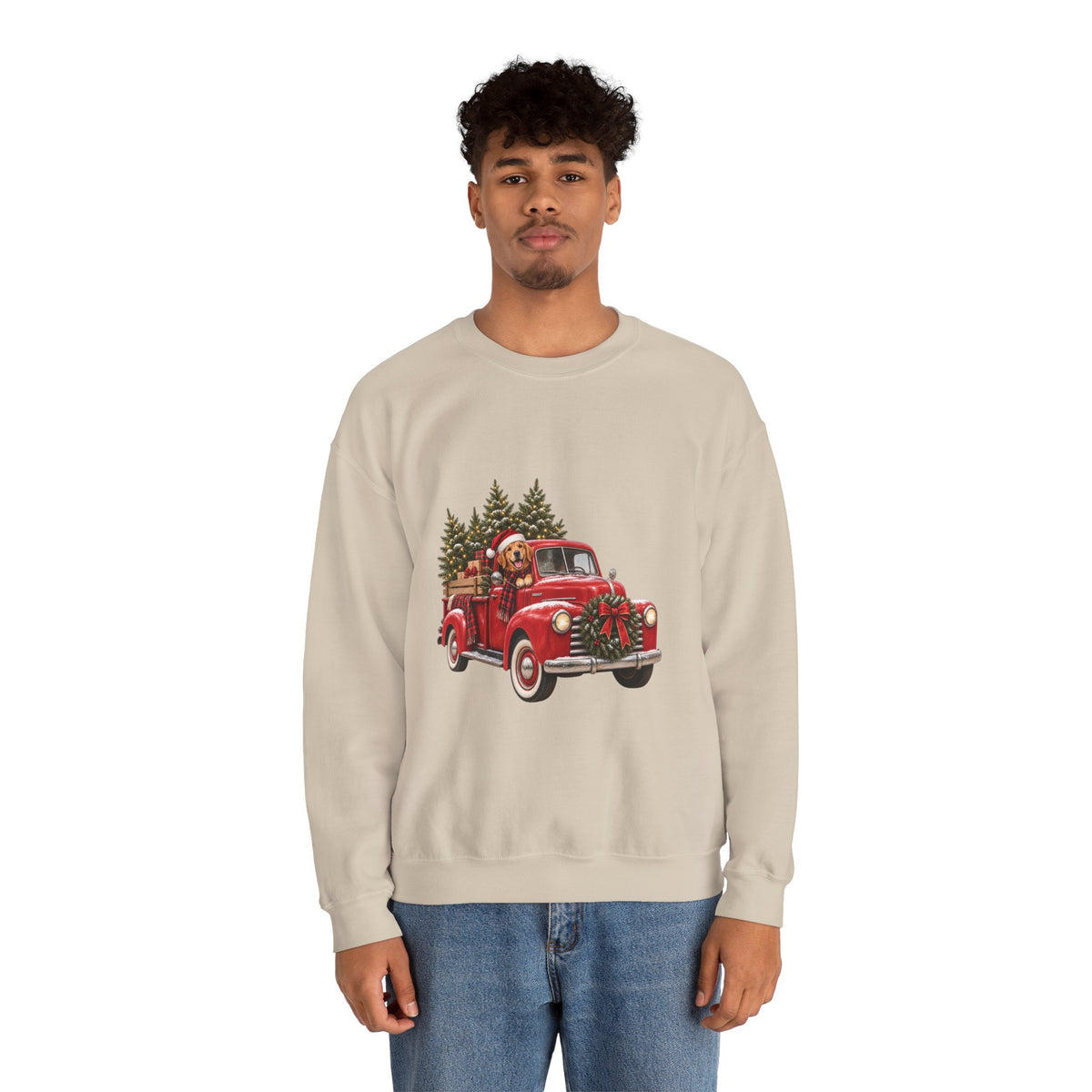 Vintage Red Truck Christmas Sweatshirt, Unisex Sweatshirt