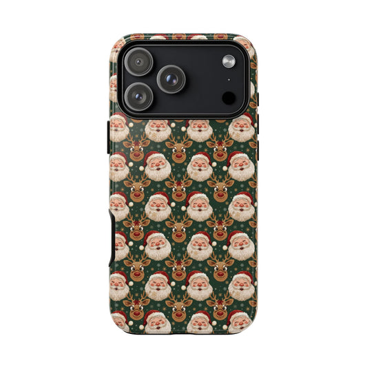 Christmas Santa-Reindeer Phone Case, Dual Layer Phone Case for Iphone 17, 16, 15, 14, 13, 12, 11 & Samsung