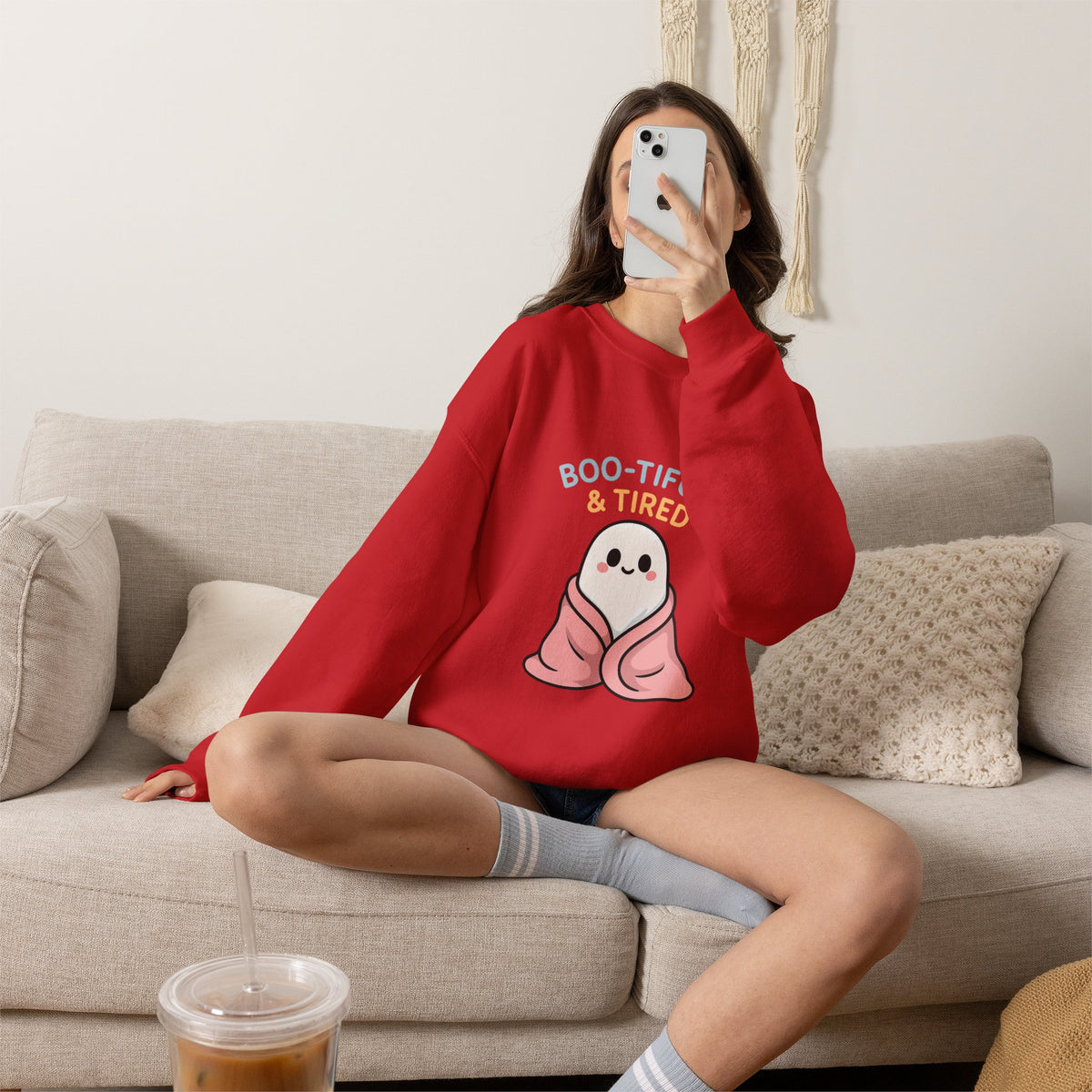Boo-tiful & Tired Sweatshirt, Halloween-Themed Design