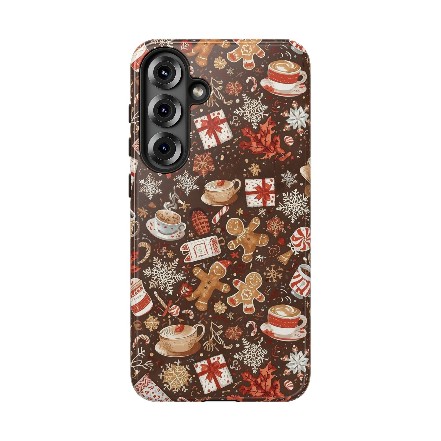 Christmas Phone Case, Festive Holiday Phone Case with Gingerbread and Cocoa Design for Iphone 17, 16, 15, 14, 13, 12, 11 & Samsung