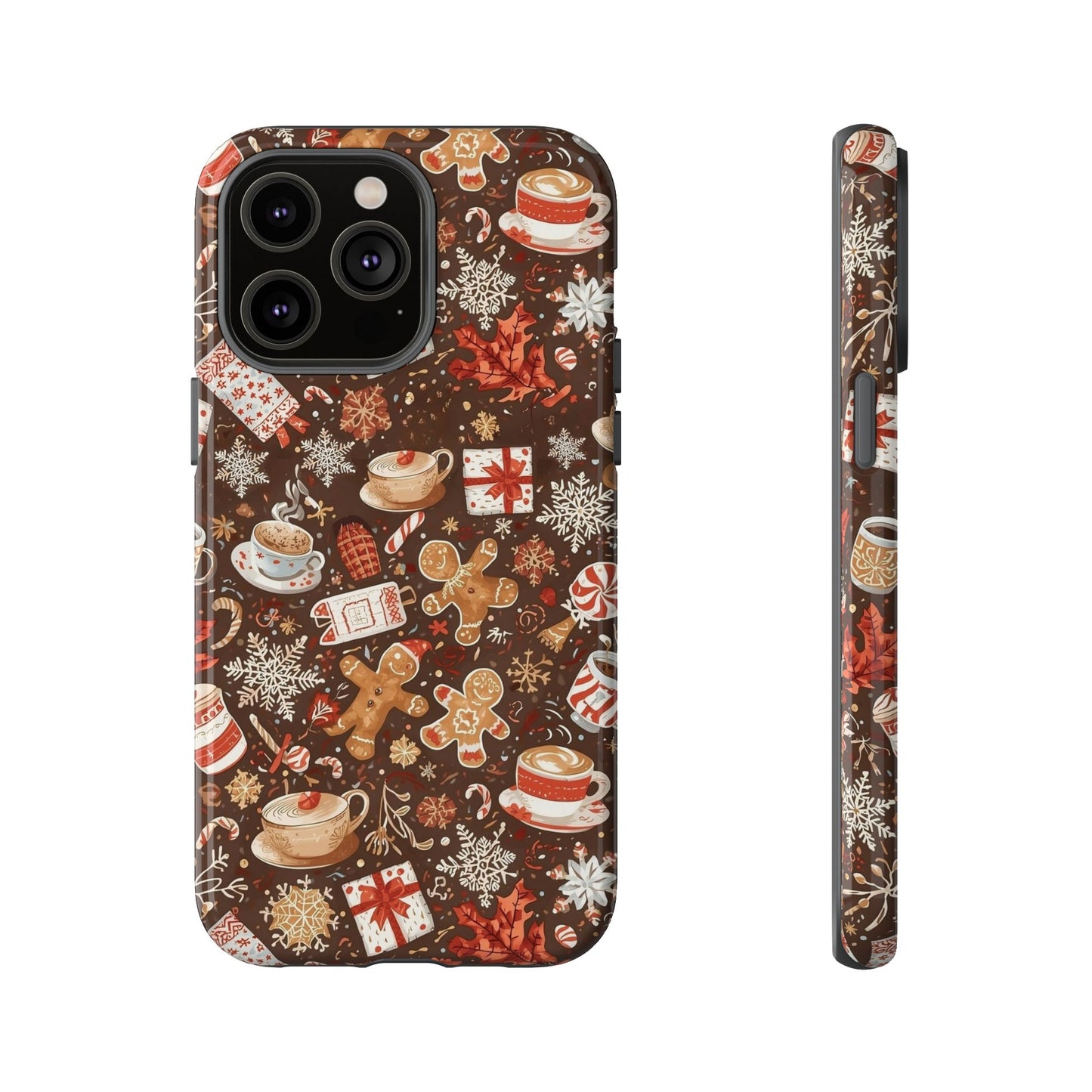 Christmas Phone Case, Festive Holiday Phone Case with Gingerbread and Cocoa Design for Iphone 17, 16, 15, 14, 13, 12, 11 & Samsung