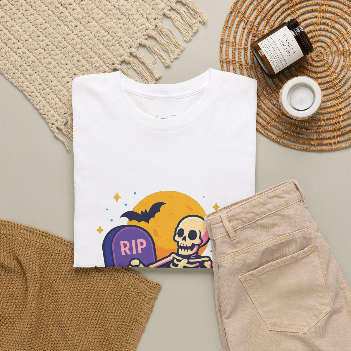 Skeleton Tee - Just Resting My Bones, Unisex Halloween Shirt