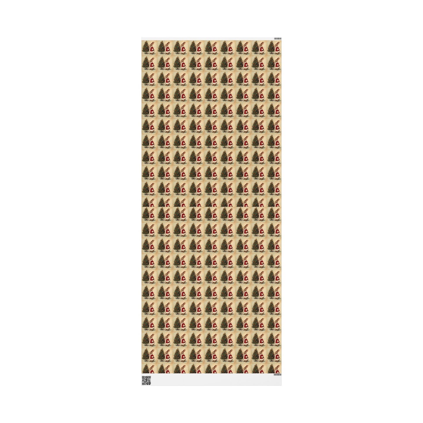 Vintage Christmas Wrapping Paper Roll - Vintage Holiday Gift Wrap with Bunny Design