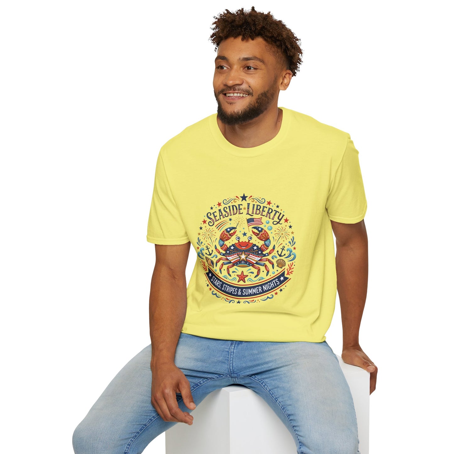 Seaside Liberty Crab T-Shirt — 4th of July Patriotic Summer Beach Tee