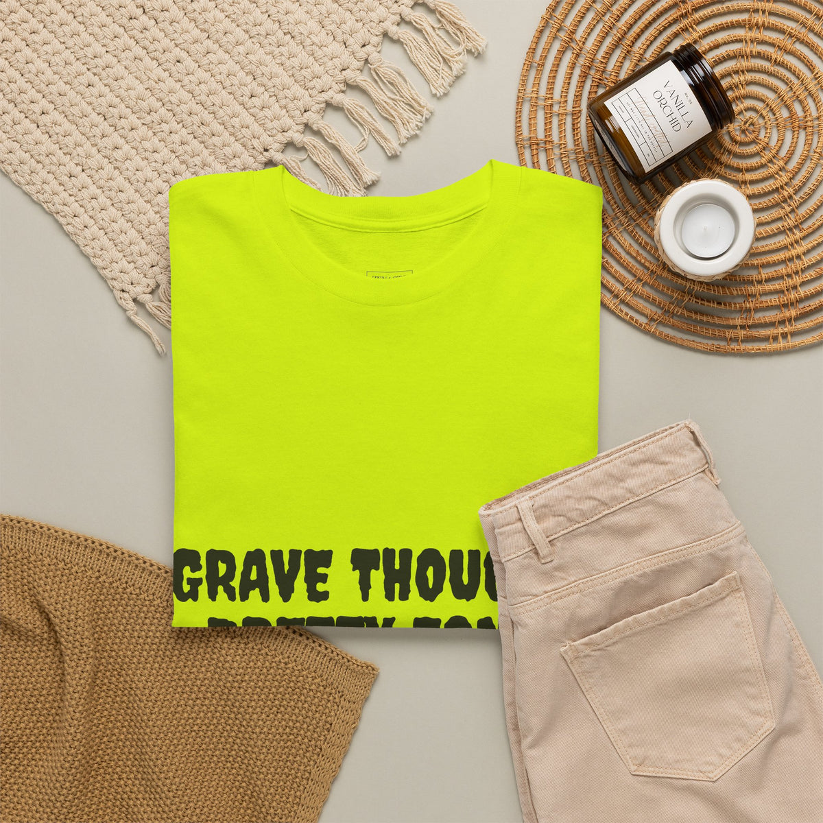Grave Thoughts Pretty Fonts Tee | Unisex Heavy Cotton T-Shirt for Spooky Season