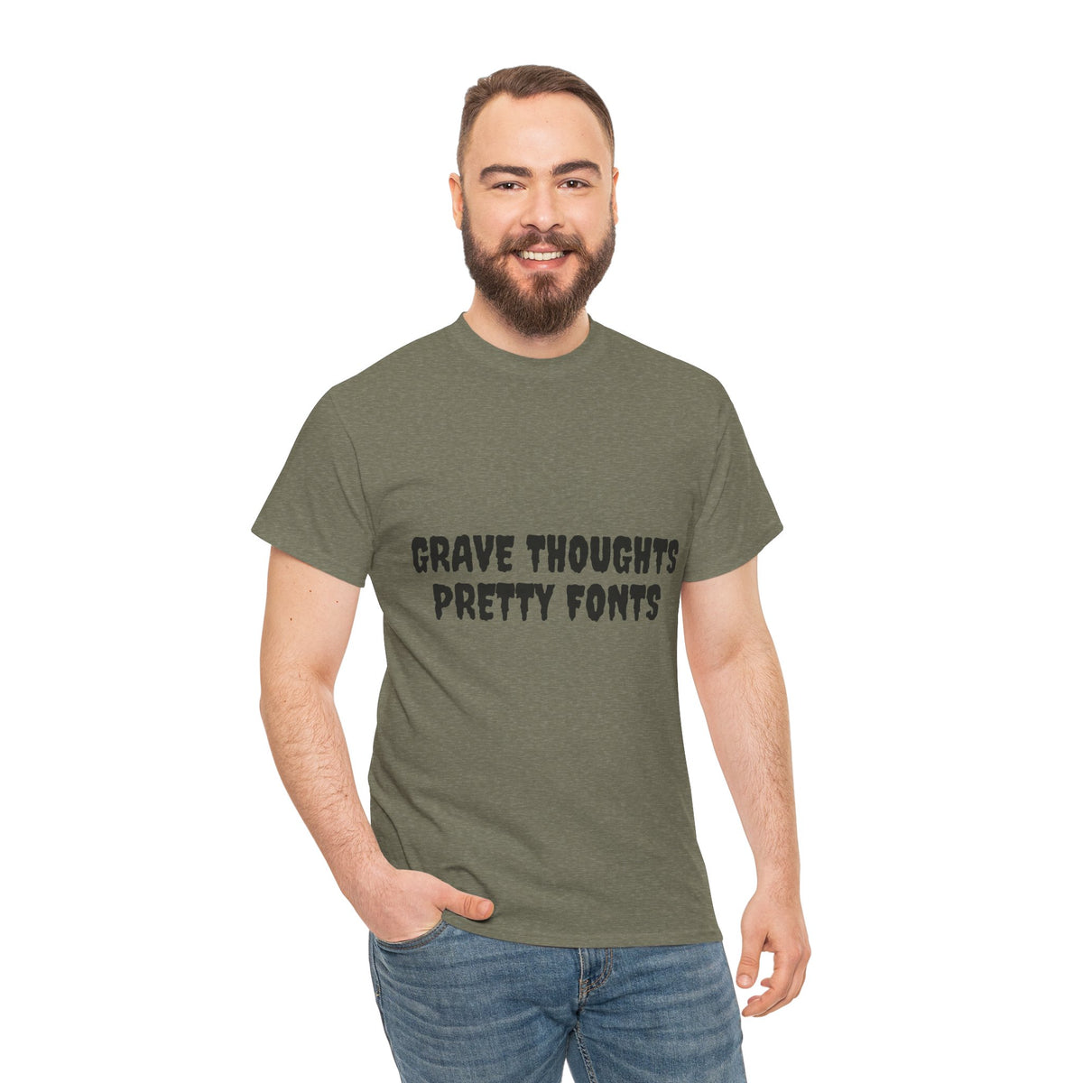 Grave Thoughts Pretty Fonts Tee | Unisex Heavy Cotton T-Shirt for Spooky Season