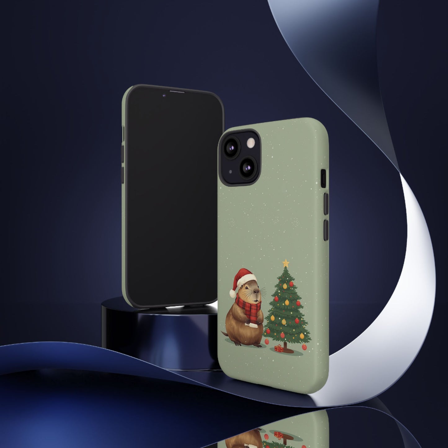 Christmas Phone Case with Capybara Design, Dual Layer Protective Case for Iphone 17, 16, 15, 14, 13 & Samsung