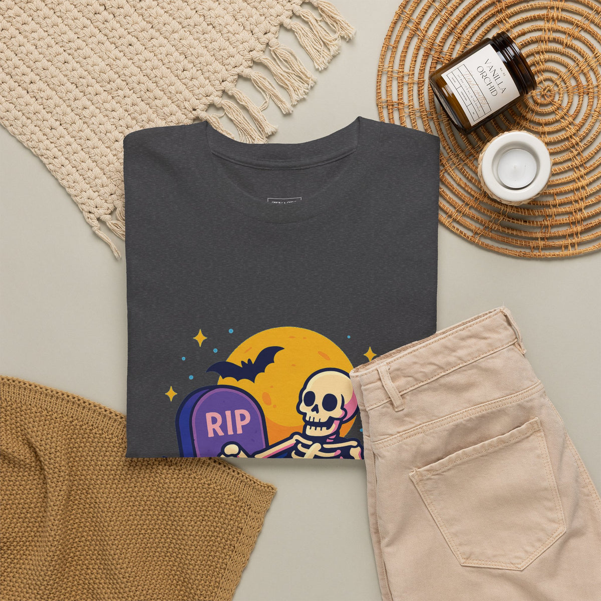 Skeleton Tee - Just Resting My Bones, Unisex Halloween Shirt