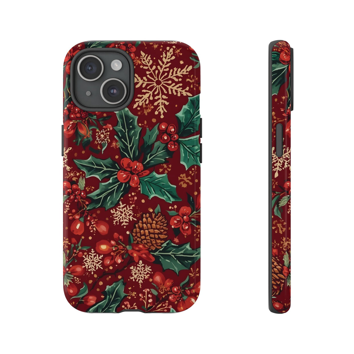 Christmas Floral Phone Case, Dual Layer Case for Iphone & Samsung
