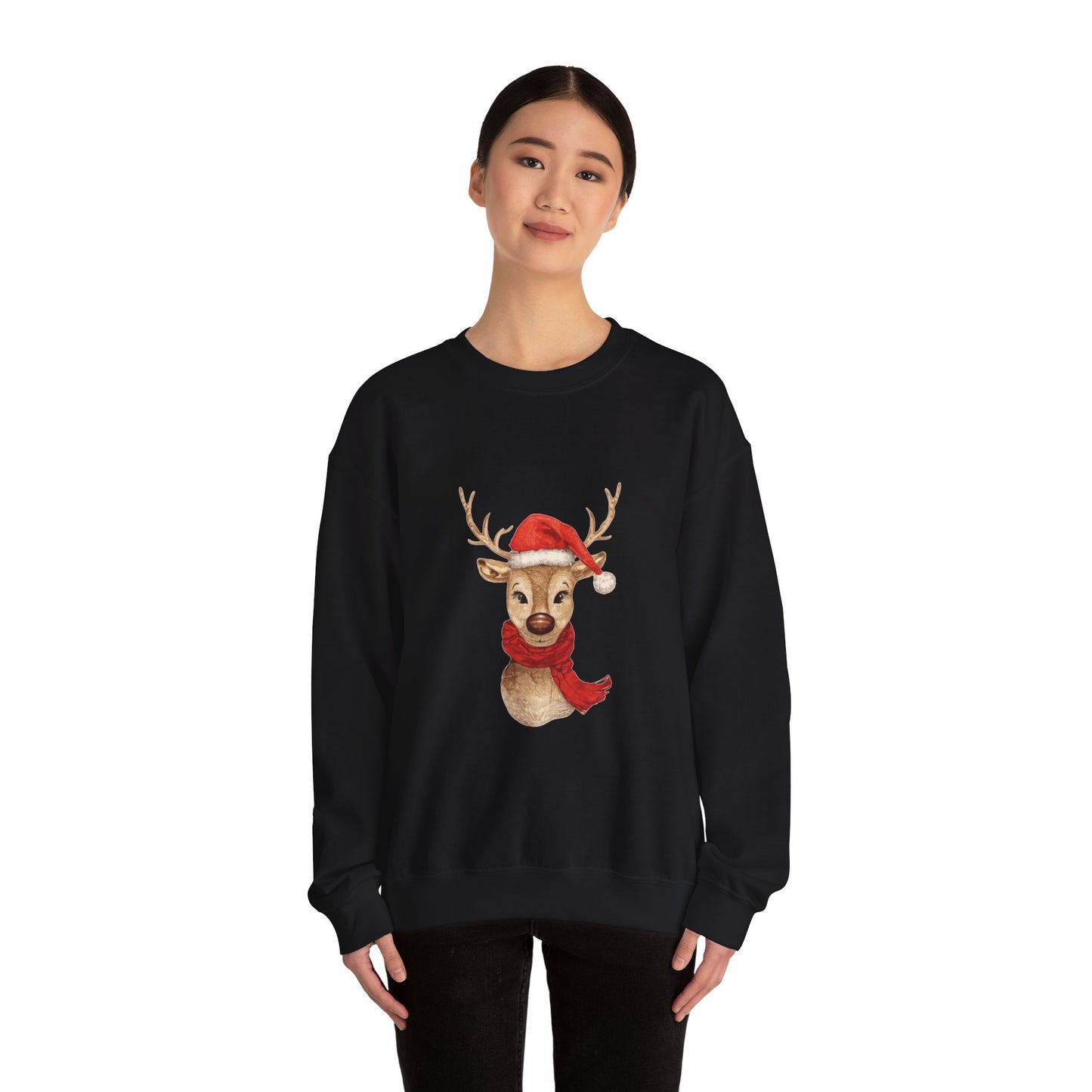 Christmas Reindeer Sweatshirt, Cozy Holiday Crewneck, Winter Fashion, Festive Sweater