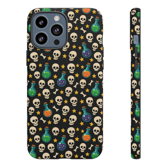 Skull & Potion Phone Case, Trendy Cell Phone Cover, Halloween Gift, Gothic Phone Accessory, Spooky Style Case, Tough Cases